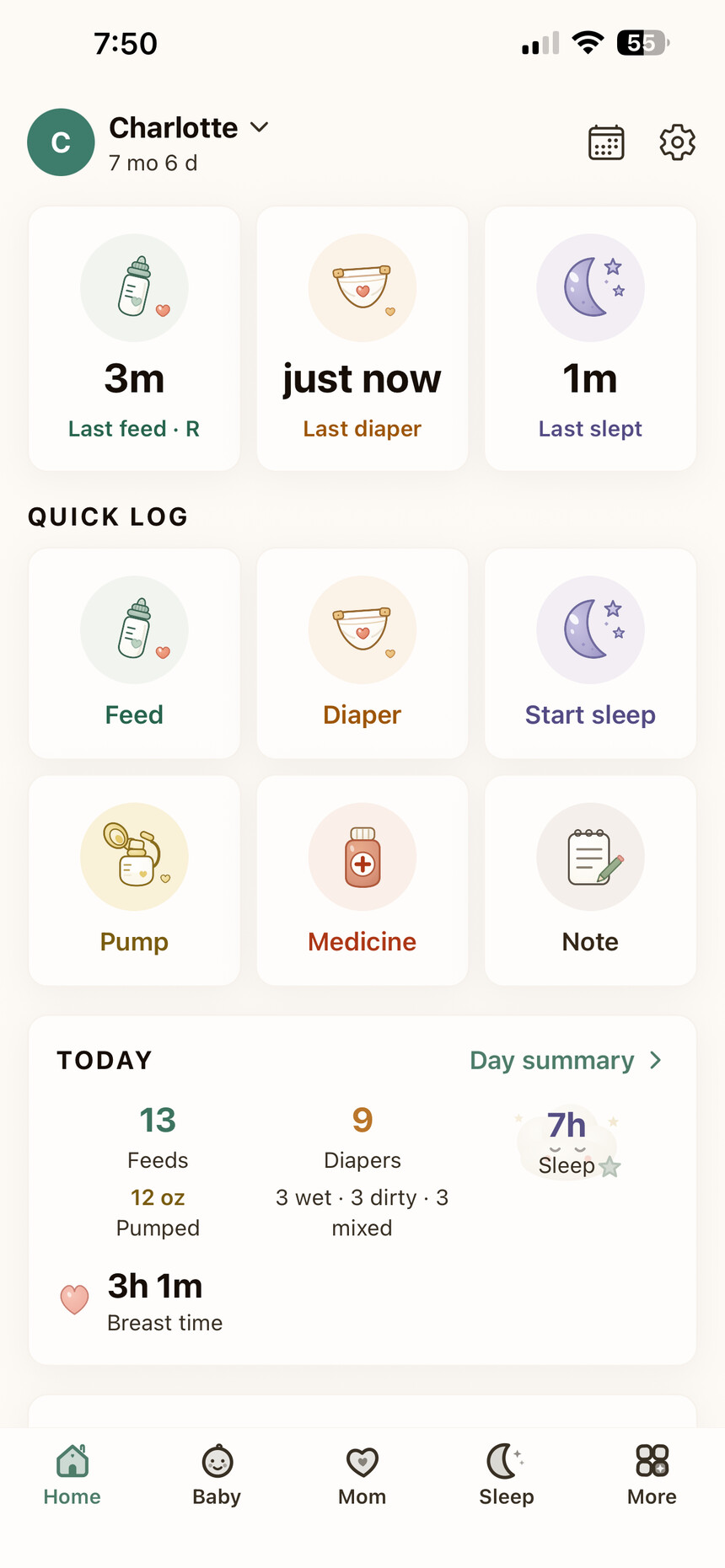 A faded preview of the Baby & Me app
