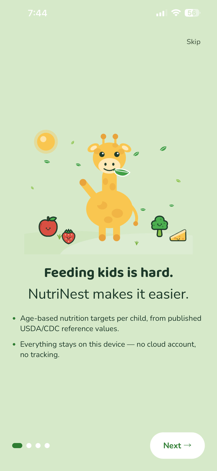 A faded preview of the NutriNest app